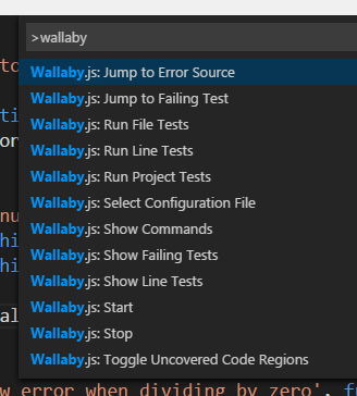 WallabyJS Commands in VS Code
