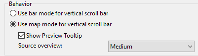 Map Mode for the Scroll Bar
