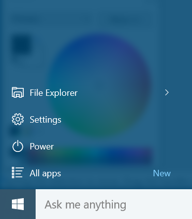 The Default Start menu in Windows 10 has few shortcuts