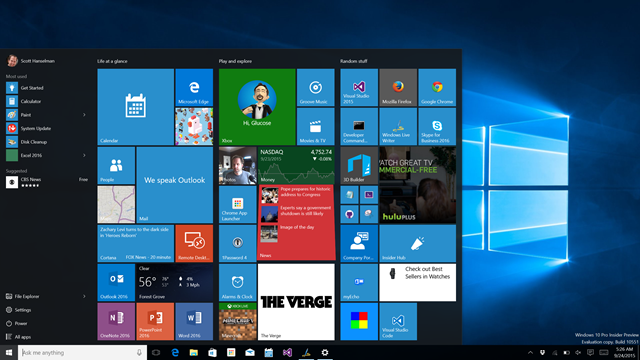Expanding the Windows 10 Start Menu