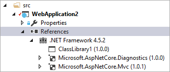 Adding ClassLibrary1 to the References Node in Solution Explorer