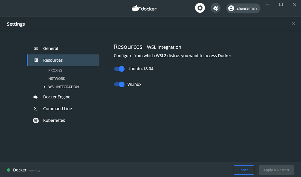 Docker | Resources | WSL Integration