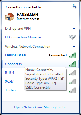 Conectify in my list of WiFi hotspots