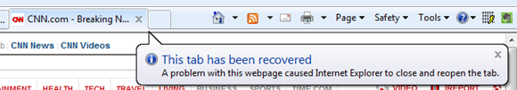 Balloon Help in IE8 telling me that a tab has been recovered
