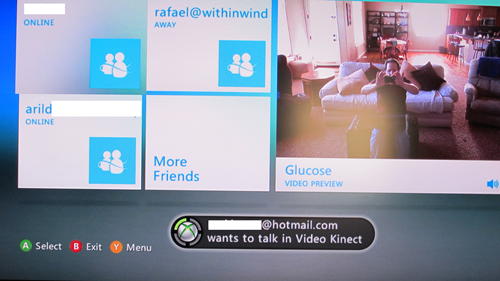 Video Kinect contact list
