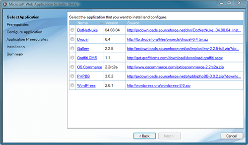 Microsoft Web Application Installer (Beta)