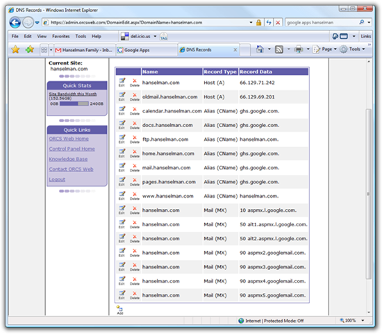 DNS Records - Windows Internet Explorer