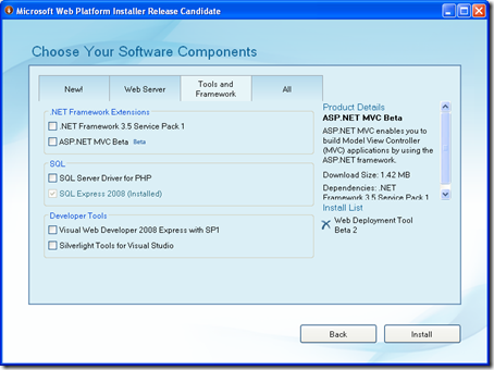 Screenshot of Web Platform Installer