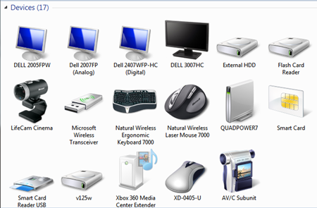 Devices and Printers folder in Windows 7 - My Digital Video Camera shows up