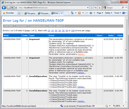Error log for  on HANSELMAN-T60P (Page #1) - Windows Internet Explorer (2)