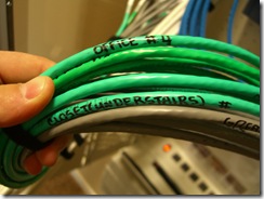 All my nicely labeled network cables in a bundle.